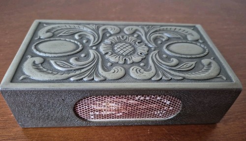 Antique pewter matchbox cover - matchbox,